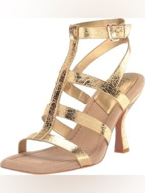 Franco Sarto L-Ryne Gold Strappy Sandals - Sz:7